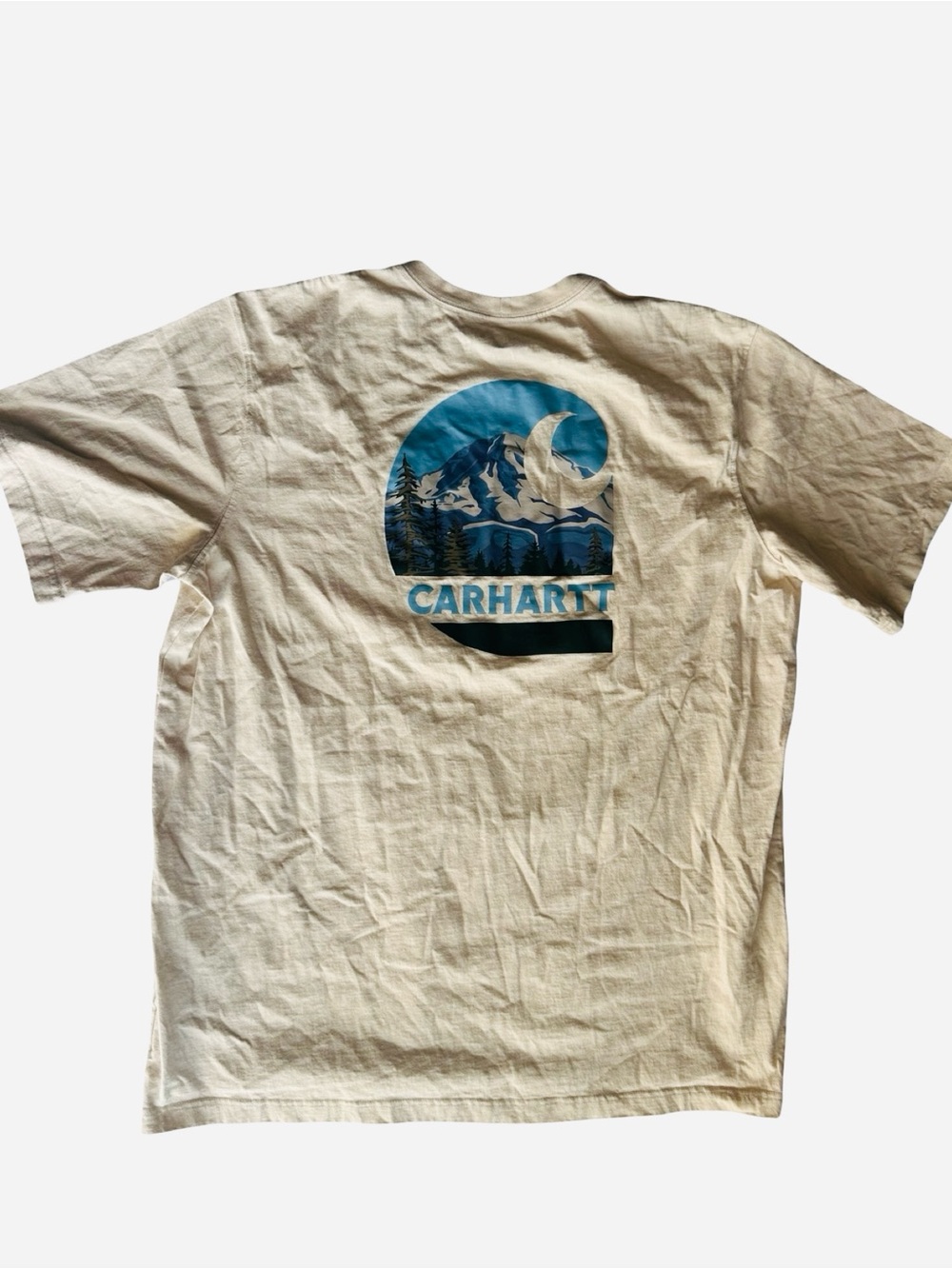Carhartt New Cotton Cream Short-Sleeve Tee with Blue Mountain Graphic